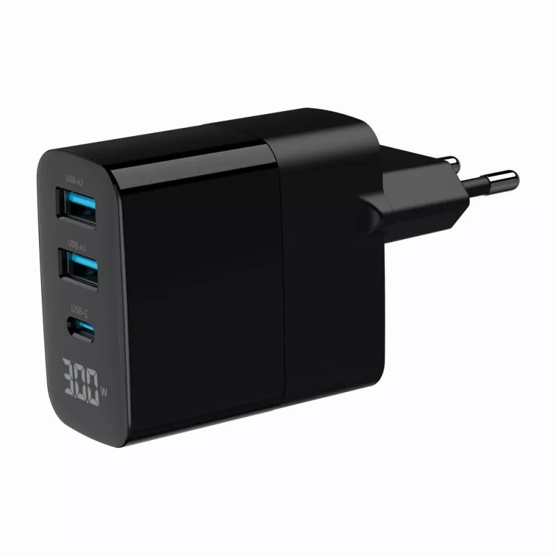 Gembird TA-UC-PDQC30LCD-BK-02 universalus greitasis kroviklis, juodas, 30 W, AC, vidaus naudojimui