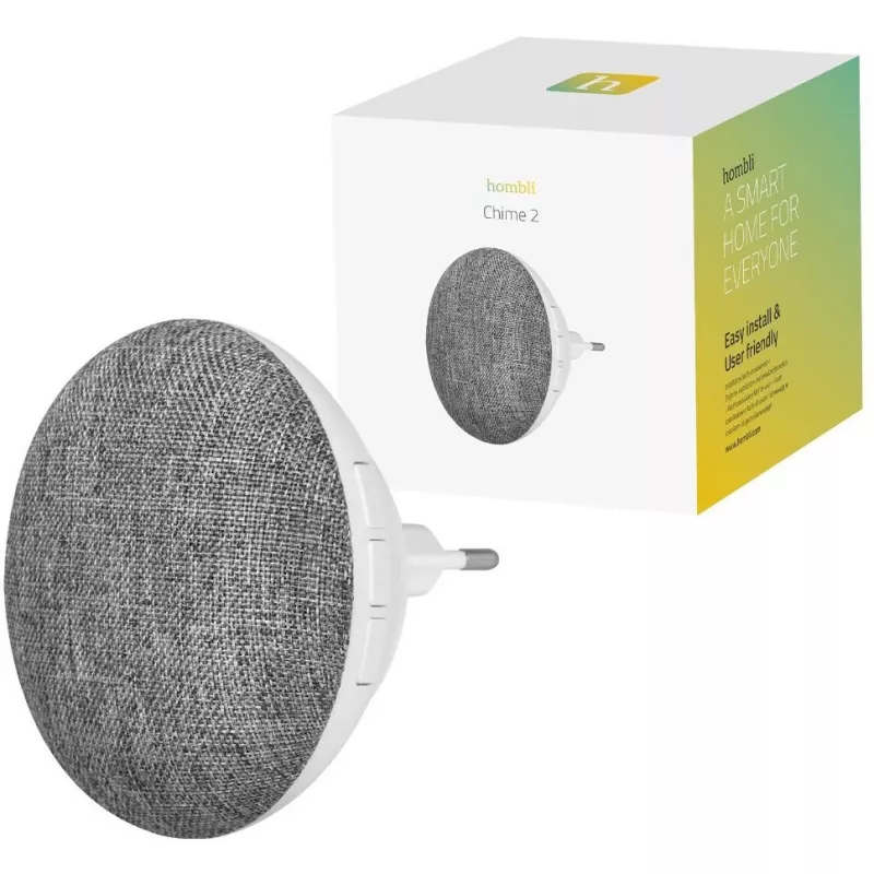Prielipo skambutis Hombli Doorbell Chime 2 (Avanca International BV) – belaidis 433,92 MHz, AC 110–240 V, C tipo kištukas, pilka/balta