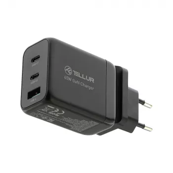 Sieninis įkroviklis Tellur TLL151451 65W, 3 prievadai (2x USB-C, 1x USB-A)