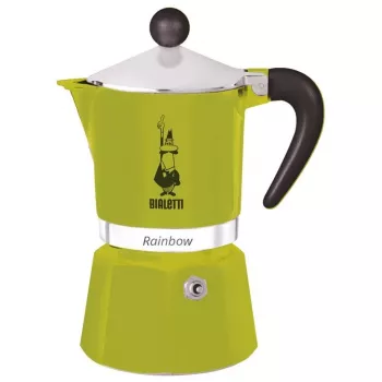 Bialetti Rainbow 0.06 L aliumininis kavos virimo aparatas su termoplastine rankena, žalias