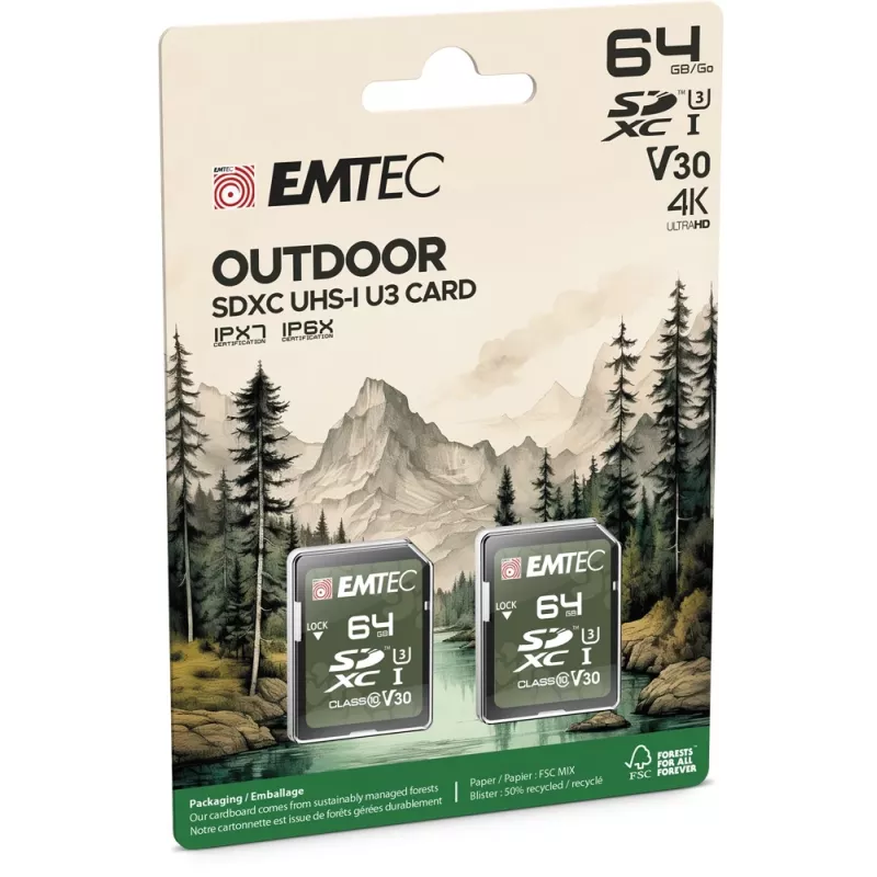 Atminties kortelė Emtec 64GB UHS-I U3 V30 Outdoor ECMSD64GXCU3ORP