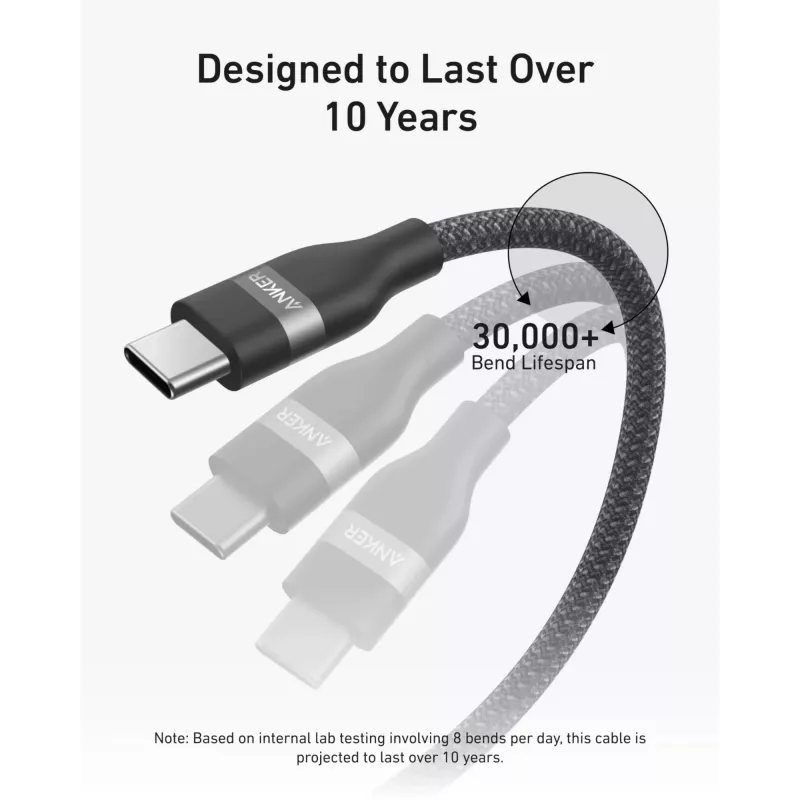 USB-C į USB-C laidas Anker A82E2 — 0,9 m, juodas