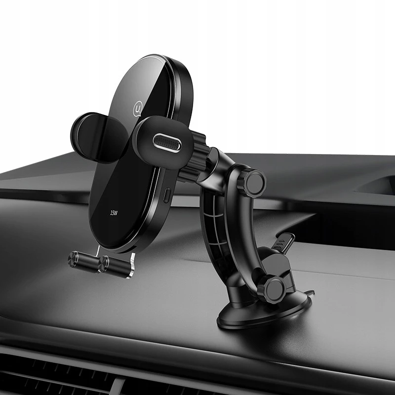 Automobilinis indukcinis telefono laikiklis usams US-CD131 15W automatinis užspaudimas, montuojamas ant priekinio stiklo ir prietaisų skydelio