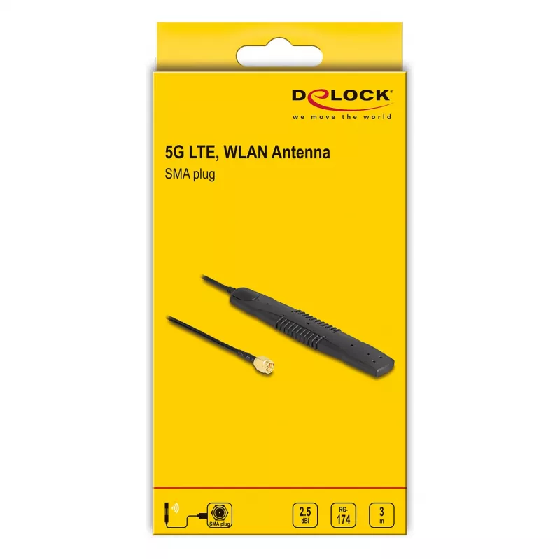 Kryptinė antena DeLOCK 90101 2,5 dBi SMA 0,6–6 GHz