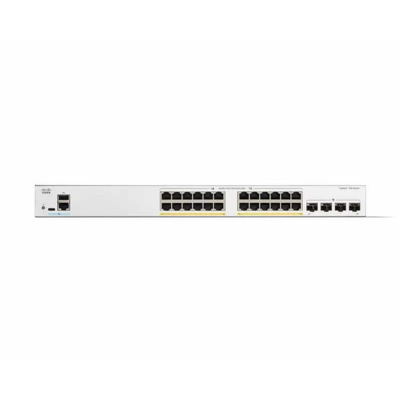 Valdomas jungiklis Cisco Catalyst 1300-24P-4G, 24 prievadai GE, PoE, 4x1GE SFP, ribota viso gyvenimo apsauga (C1300-24P-4G)