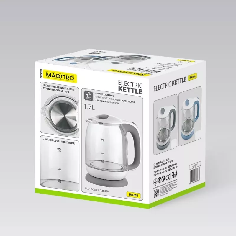 Elektrinis stiklinis virdulys Maestro MR-056-GREY 1,7 L 2200 W