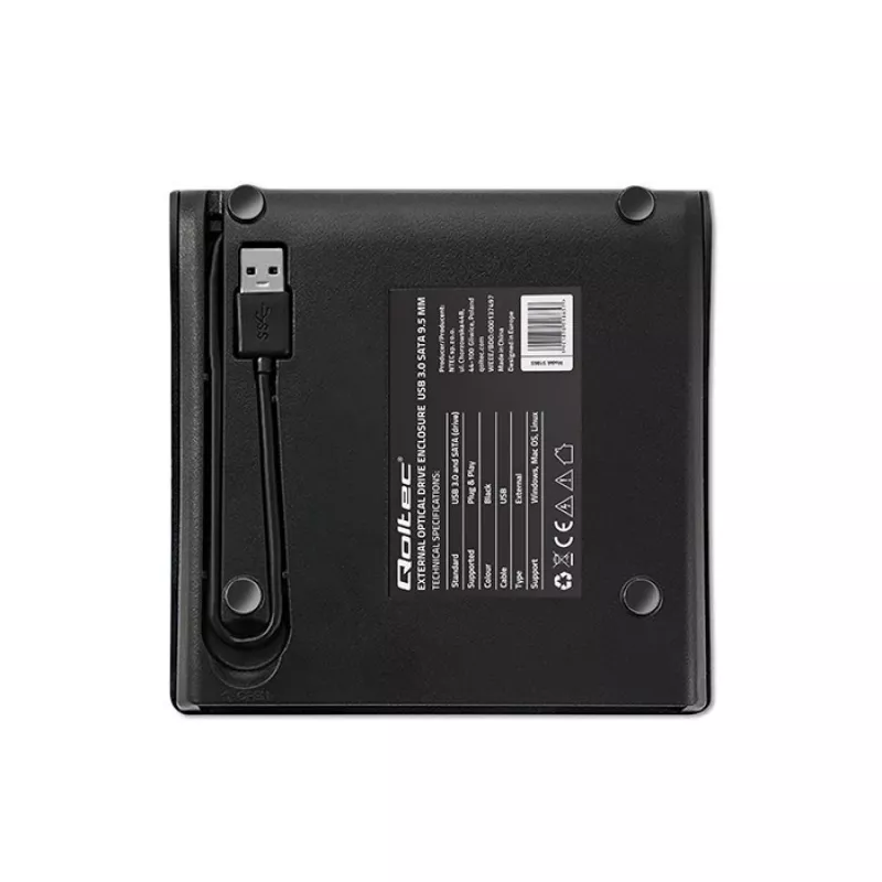 Dėklas optiniam diskui CD/DVD SATA, USB 3.0, 9,5 mm