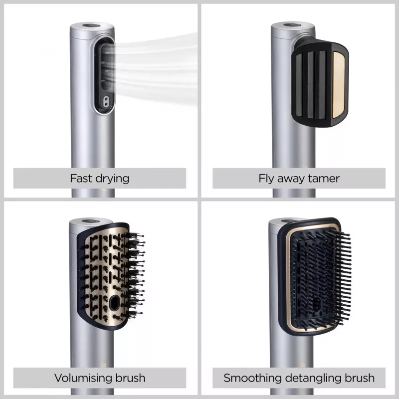 Plaukų formavimo rinkinys BABYLISS AS6555E su Airflow technologija, 4 šildymo lygiai, 2,5 m laidas, sidabrinė/auksinė
