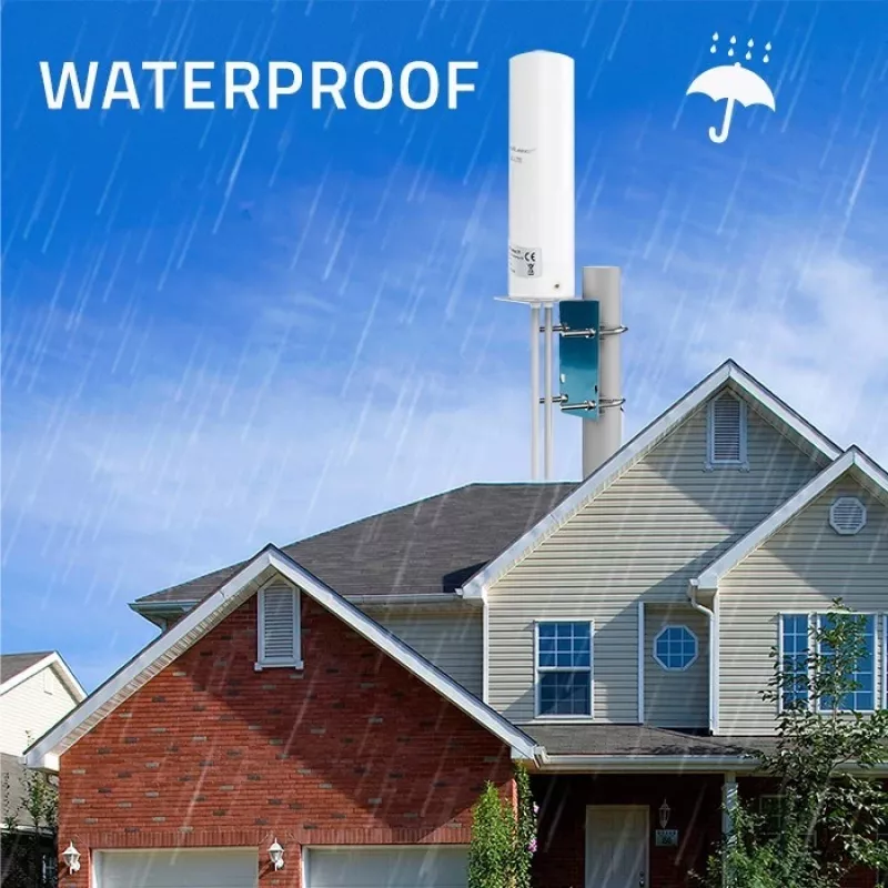 Outdoor omnidirectional 4G LTE antena QOLTEC 57044, 5 dBi, 600–2700 MHz, 50 W, 50 Ω, baltas varinis korpusas