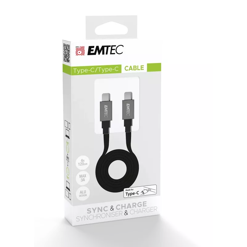USB-C laidas Emtec T700C2 1,2 m juodas