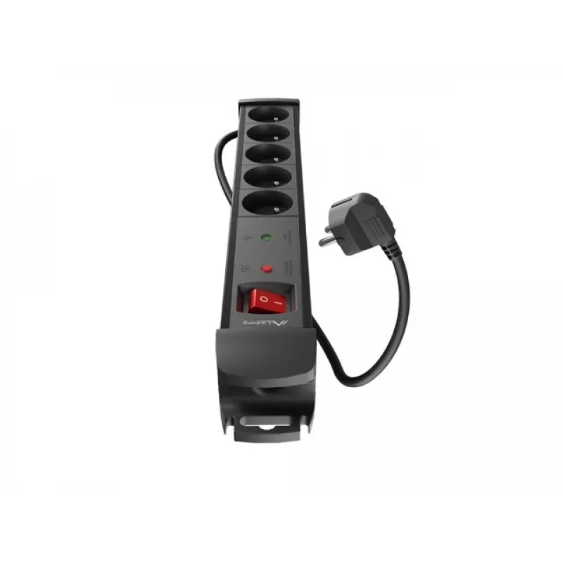 Lanberg SP1-05E-0300-BK apsauginis ilgintuvas su 5 lizdais ir 3 m laidu