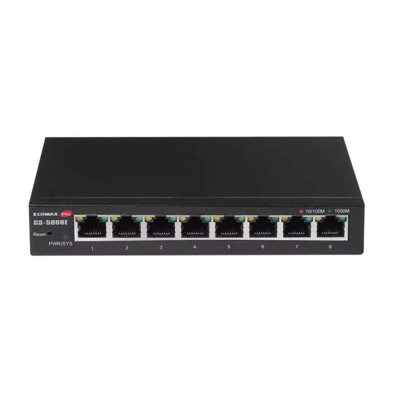 Edimax GS-5008E tinklo jungiklis valdomas Gigabit Ethernet (10/100/1000) Juodas