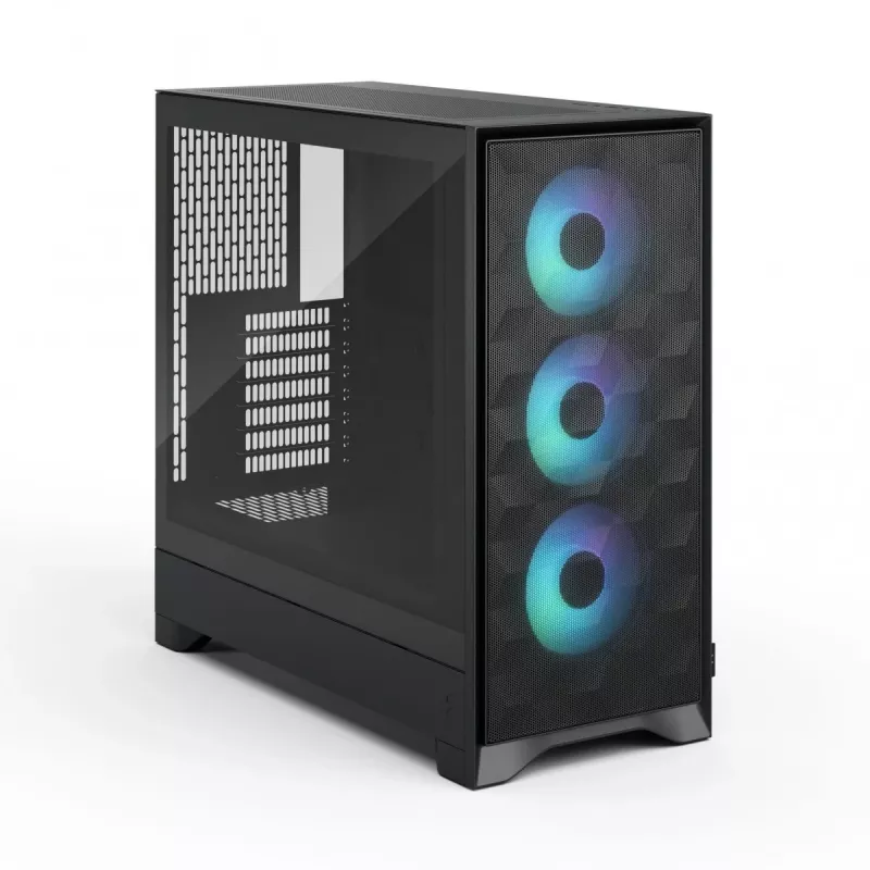 PC korpusas Fractal Design Pop 2 Air Black TG RGB Midi bokštas — ATX/Micro‑ATX/Mini‑ITX, 3x120mm priekyje, 1x120mm gale, 2,5 colio+3,5 colio lizdai