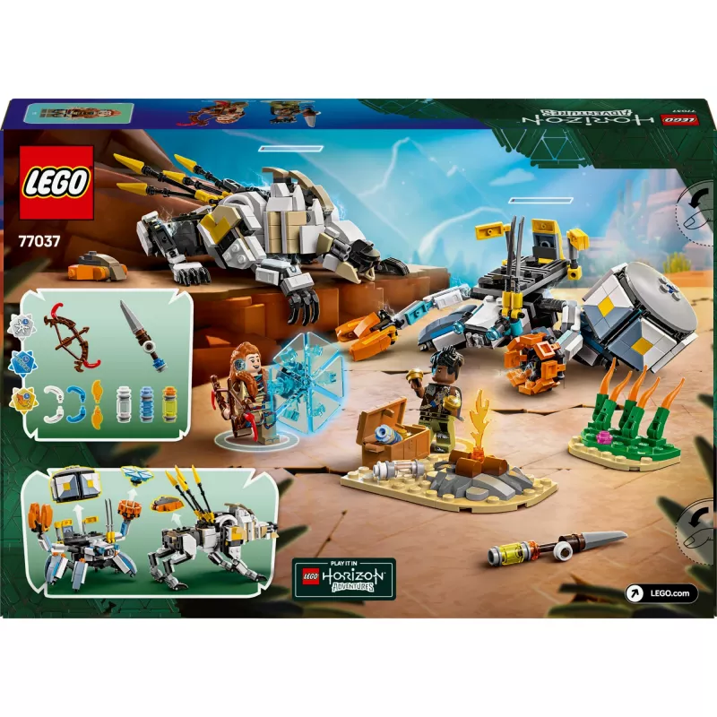 LEGO rinkinys Horizon Adventures 77037 – Aloy ir Varl prieš Šarvojėją ir Dantytį, 768 dalių, 2 minifigūrėlės