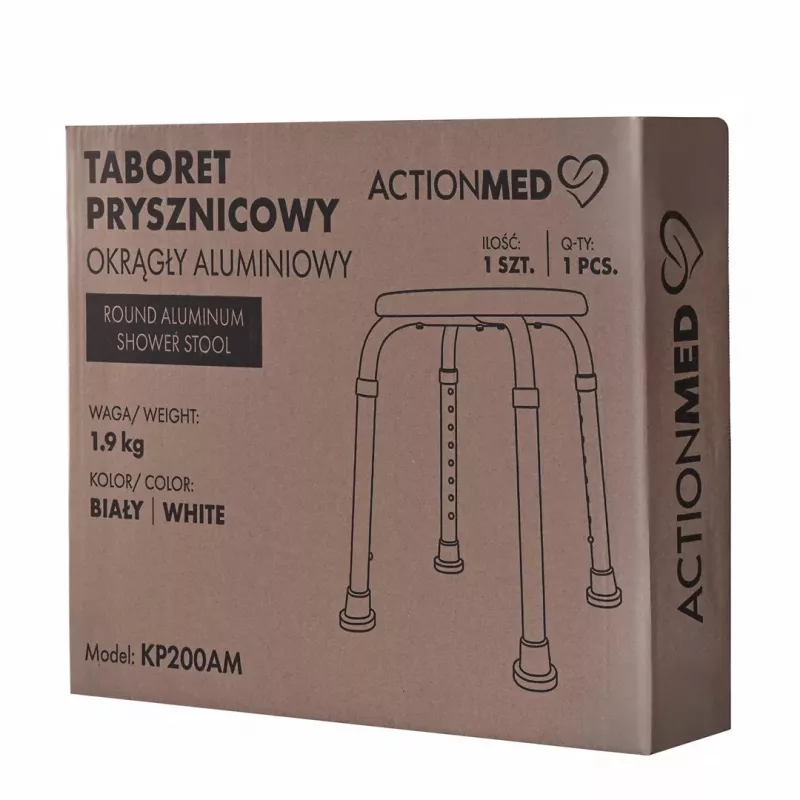 Apvali aliumininė dušo taburetė