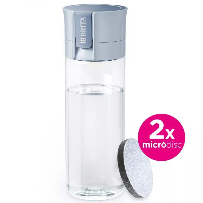 Filtravimo butelis BRITA Vital Pastelinė mėlyna 600 ml su 2 MicroDisc filtrais, be BPA, tinkamas plauti indaplovėje