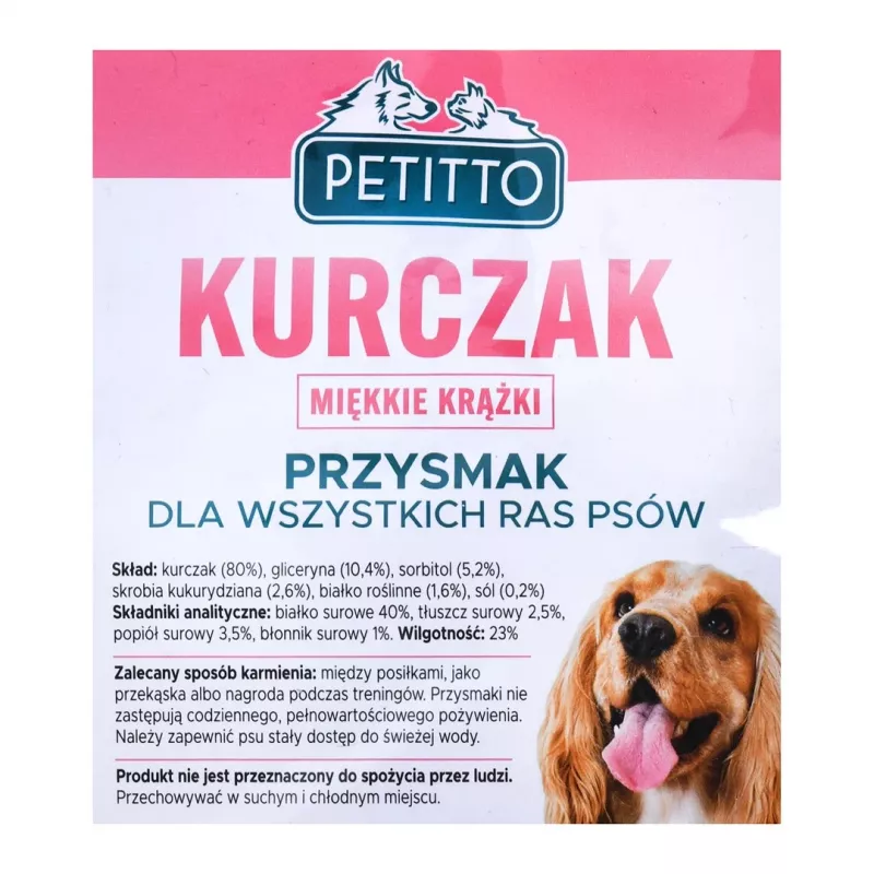 PETITTO Soft vištienos žiedai šunims 500 g – minkštas užkandis, be grūdų, 40% baltymų