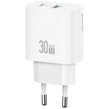 Įkroviklis USAMS USA001632 30W 1×USB-C 1×USB-A Greitas įkrovimas