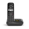 Gigaset AS690A Analoginis/DECT telefonas su skambučio numerio rodymu Juodas