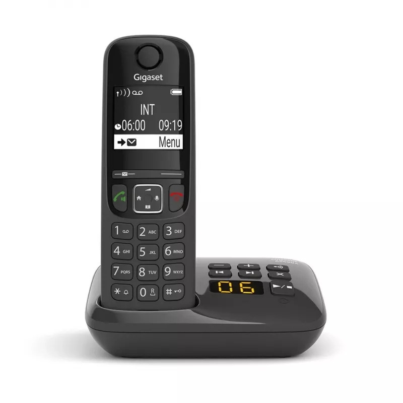 Gigaset AS690A Analoginis/DECT telefonas su skambučio numerio rodymu Juodas
