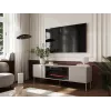 Spintelė televizoriui su židiniu Cama Meble TRESSE 180x40x54,5 cm – juodas rėmas, kaspininis matinis viršus