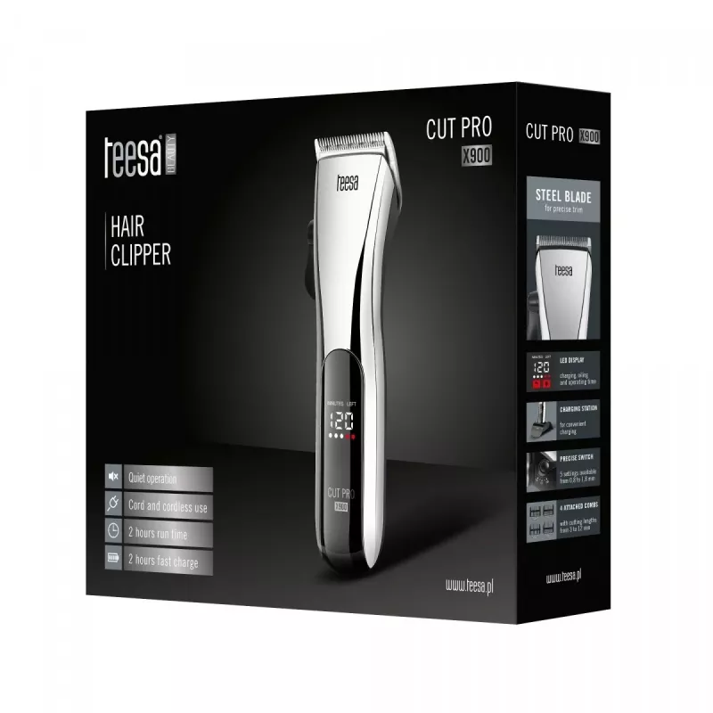 Plaukų kirpimo mašinėlė Teesa CUT PRO X900 juoda sidabrinė