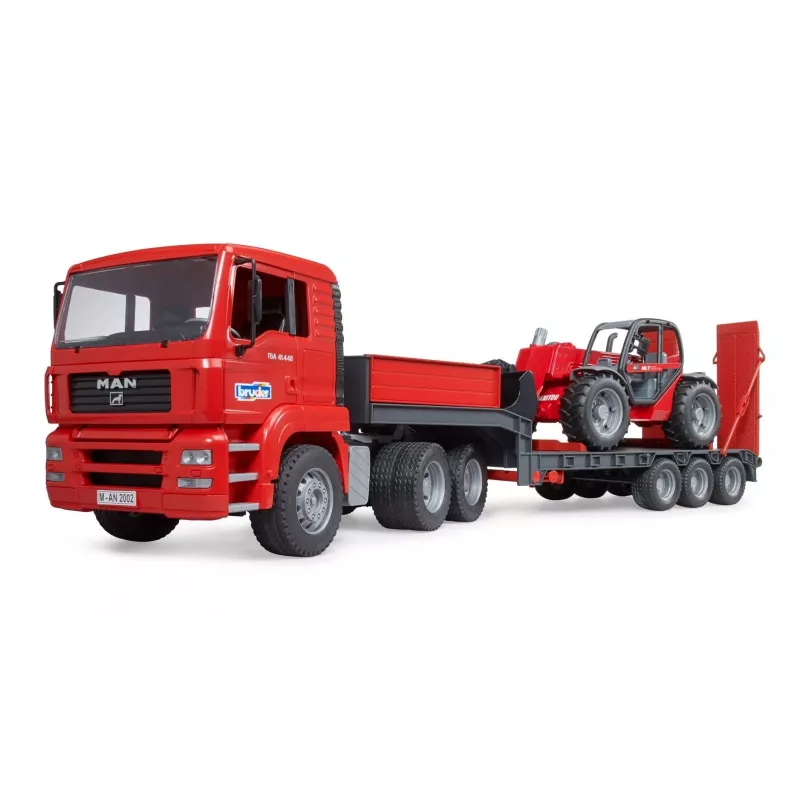 Transporto rinkinys BRUDER MAN TGA žemagrindis sunkvežimis su Manitou krautuvu