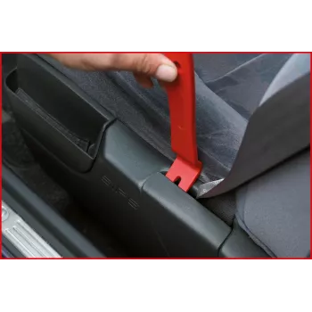Interjero apdailos nuėmimo įrankių rinkinys ks tools 911.8105 – 6 vnt. plastikiniai ir metaliniai atlenkimo įrankiai automobilio plokštėms