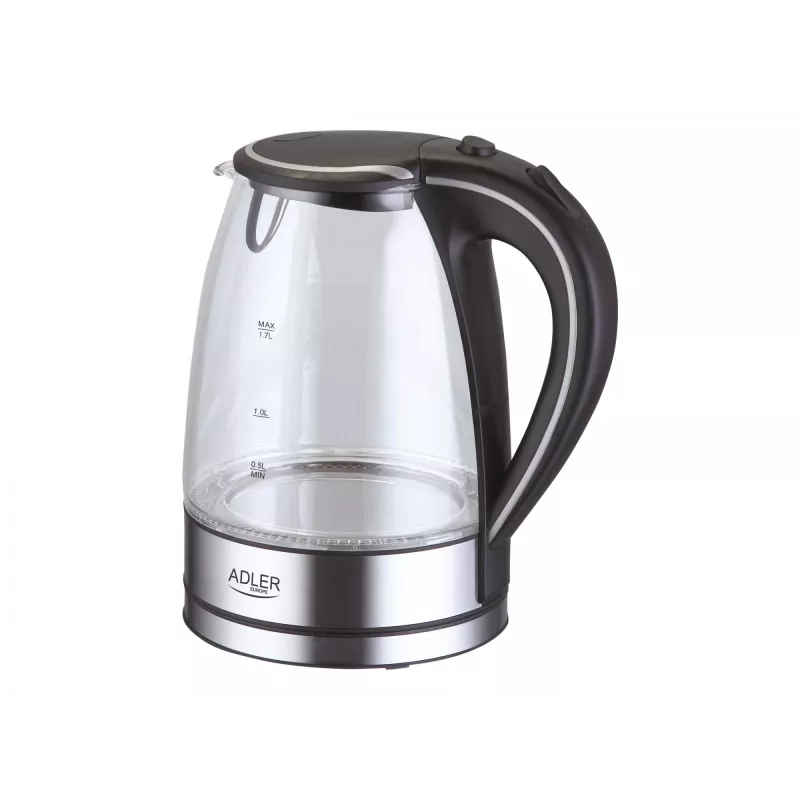 Adler AD 1225 elektrinis virdulys 1,7 L Juodas, Nerūdijantis plienas, Peršviečiamas 2200 W