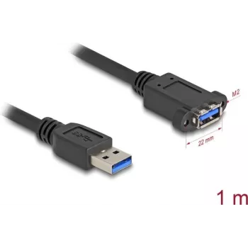 DeLOCK USB laidas USB-A kištukas į lizdą 1 m 5 Gbps juodas