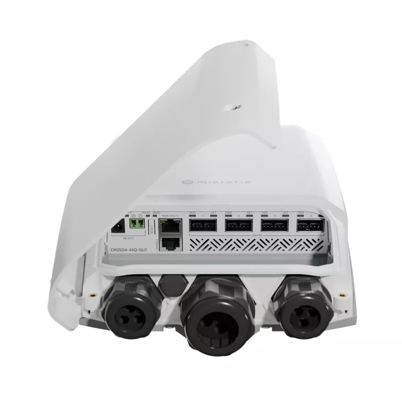 Mikrotik CRS504-4XQ-OUT valdomas tinklo jungiklis L3 Fast Ethernet (10/100) PoE 1U baltas