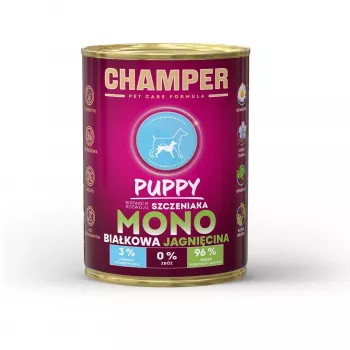 CHAMPER Puppy Monoprotein Ėriena - šlapi šunų ėdalai - 400g