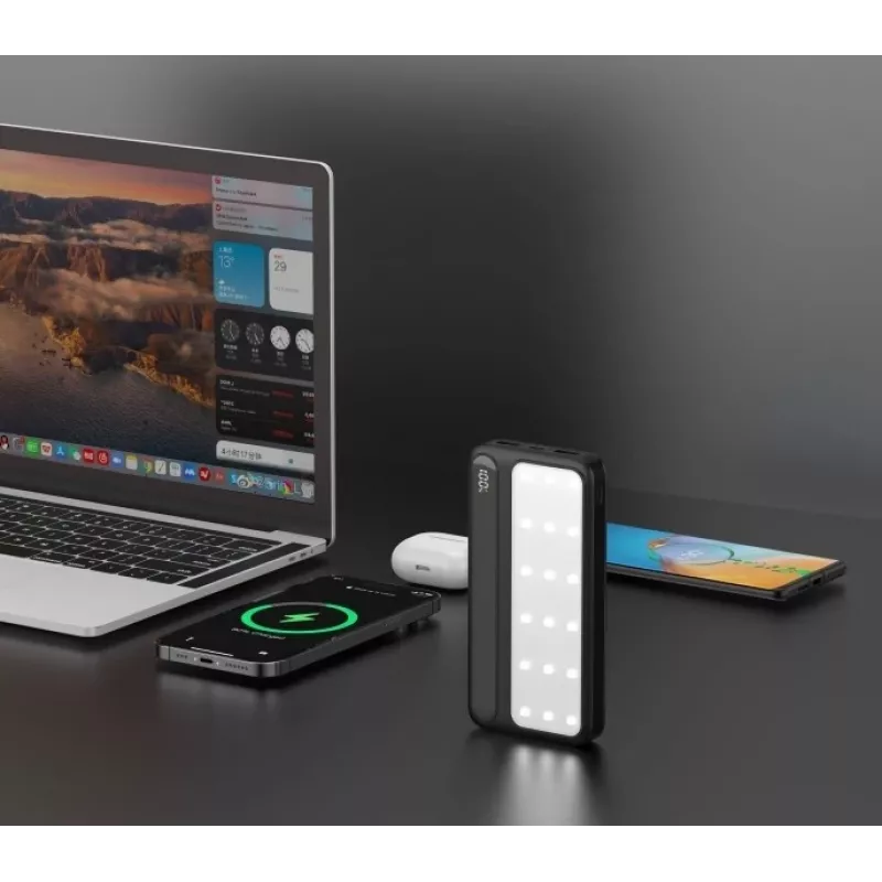 Nešiojamas išorinis akumuliatorius Rebeltec P20 LCDPD LAMP 20000mAh