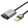 Vention USB išorinė garso kortelė 0,15 m pilka metalinė