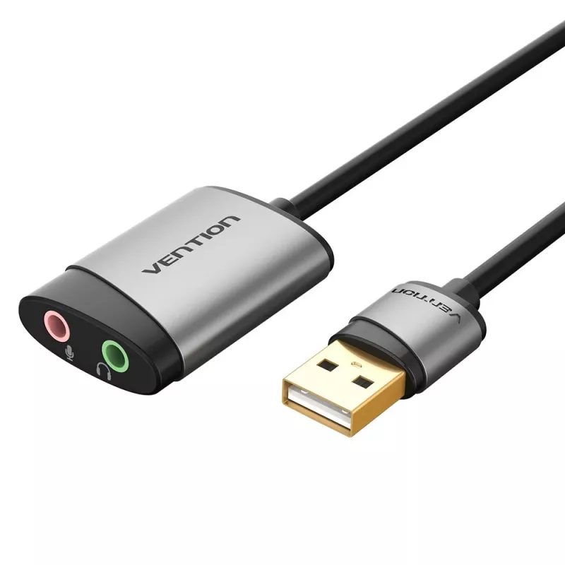 Vention USB išorinė garso kortelė 0,15 m pilka metalinė