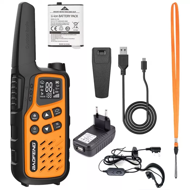 Ryvokliai Baofeng BF-T25E Oranžiniai, 2 vnt.