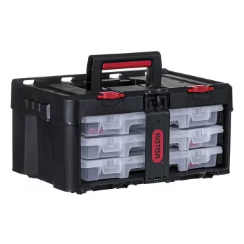 Dėžė įrankiams KETER Stack'N'Roll (17210831/253380) su 3 organizatoriais Juoda