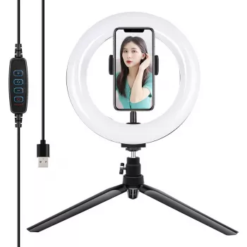 Puluz Trikojis su 20 cm LED Žiedine Šviesa Vlogų Kūrimui PKT3073B