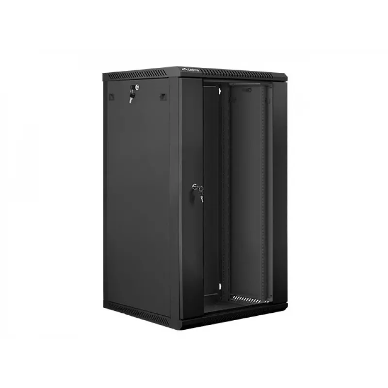 Sieninis montavimo stovo spintelės korpusas Lanberg 19'' 22U 600x600mm juodas (stiklinės durys)