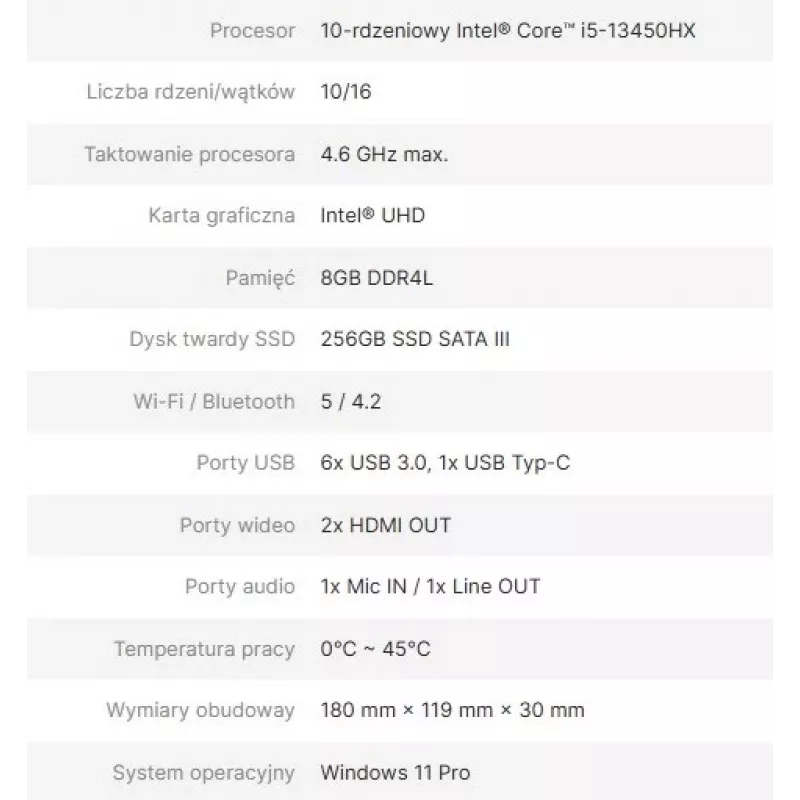 Avtek Ops Kompiuteris I5 13450HX 8GB 256GB/WIN 11 Pro