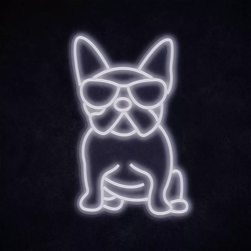 Neoninė lemputė MANTA SNL66WH French Bulldog White – dekoratyvinis LED neoninis šuo prancūzų buldogas baltas