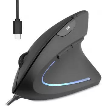 Perixx PERIMICE-513 C vertikali ergonominė pelė USB-C juoda dešinei rankai