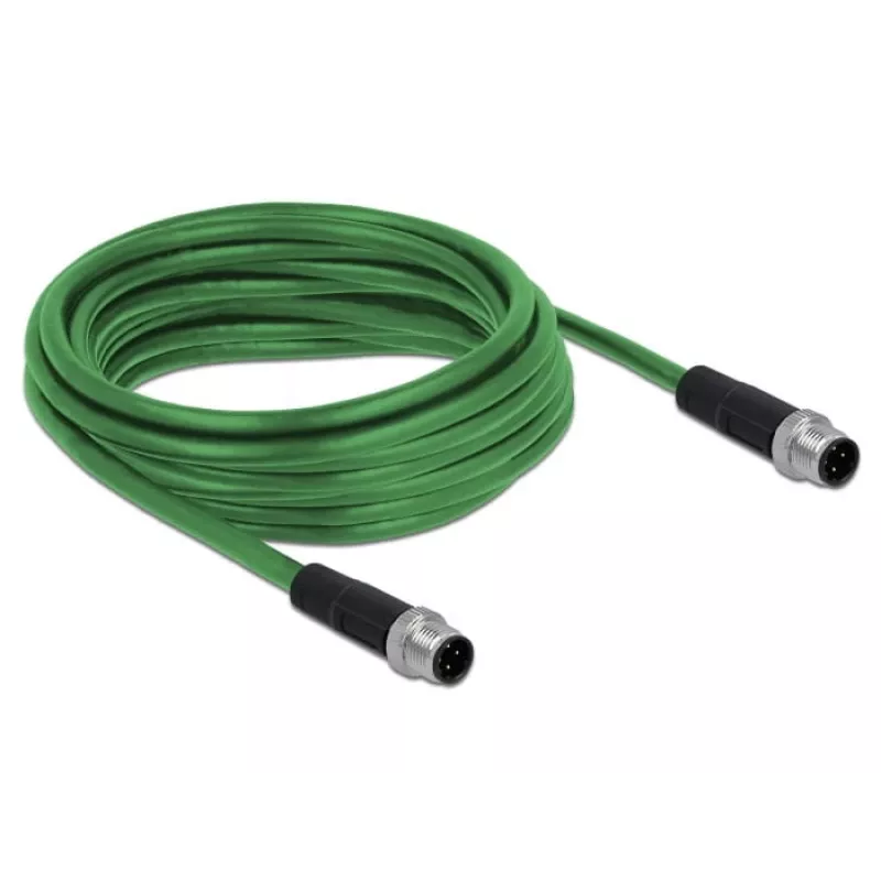 DeLOCK tinklo kabelis M12 (4 kontaktų) (M) į M12 (4 kontaktų) (M) - 5,0 m - SF/FTP - be halogenų - žalias (85920)
