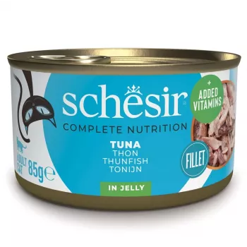 Šlapias kačių ėdalas SCHESIR in jelly Tuna – tunas drebučiuose, 85 g