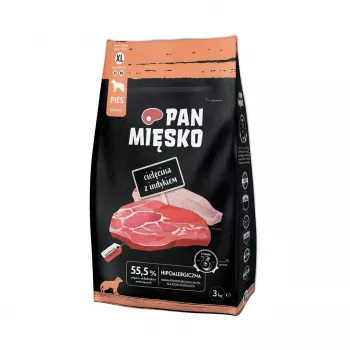 Sausas šunų maistas Pan Miesko Veršiena su Kalakutu XL, Suaugusiems, 3 kg, 30% Baltymų, 20% Riebalų