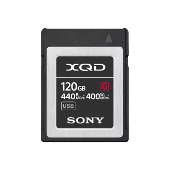 Sony QD-G120F 120 GB XQD atminties kortelė, didelės spartos, 440 MB/s skaitymas, 400 MB/s rašymas, atspari vandeniui ir temperatūrai, juoda
