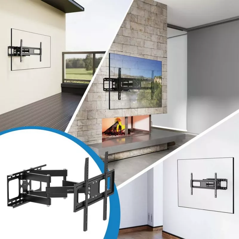 Manhattan Outdoor TV laikiklis pilno judesio, 37-65 colių, VESA 200x200-600x400 mm, atsparus oro sąlygoms, juodas