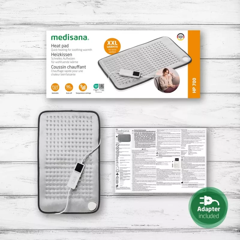 Elektrinis šildomasis pagalvėlė Medisana HP 700 100 W, pilka, 600×350 mm, 2,3 m laidas