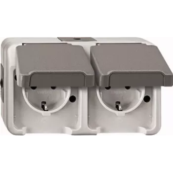 Kištukinis lizdas Merten MEG2321-8029 CEE 7/3 pilkas, IP44, 250 V, 16 A, 143×57×83 mm