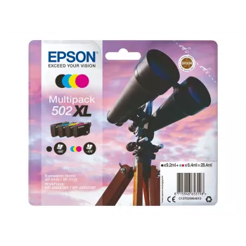 Epson 502 XL kasetė 4 vnt. Suderinama juoda, žydra, rausvai raudona, geltona